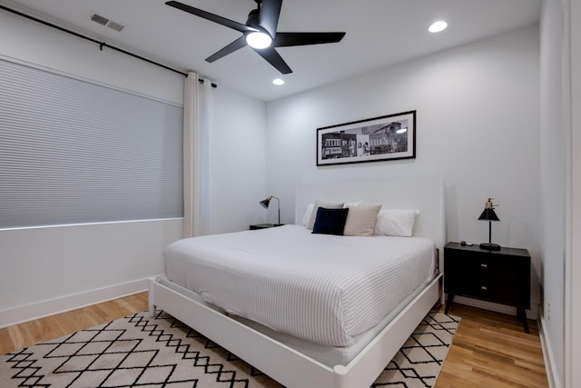 2809 Delaware Ave Unit 202, Nashville, TN 37209 - bedroom featuring light wood-type flooring, ceiling fan, and recessed lighting