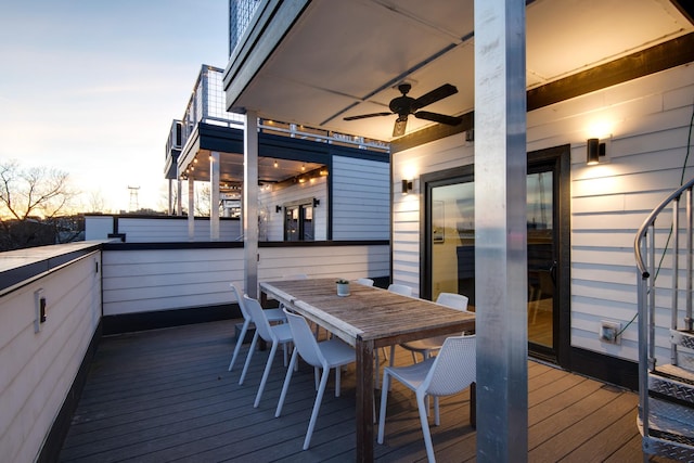 2809 Delaware Ave Unit 202, Nashville, TN 37209 - deck at dusk with ceiling fan and outdoor dining area