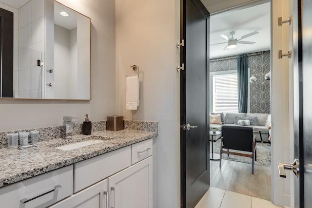 1112 Harmony Way, Nashville, TN 37207 - bathroom featuring vanity, ceiling fan, and tile patterned flooring