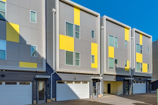 view of building exterior featuring a garage