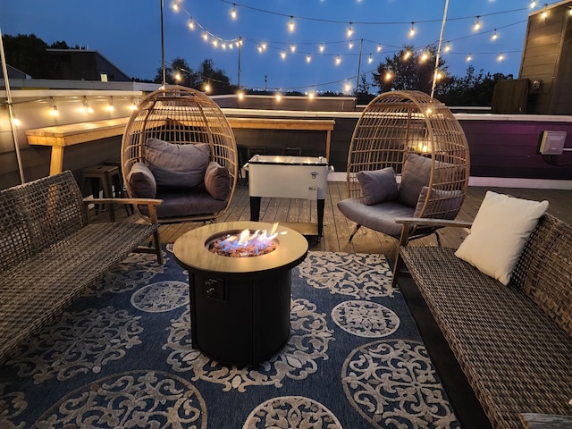 1112 Harmony Way, Nashville, TN 37207 - patio at night with an outdoor living space with a fire pit