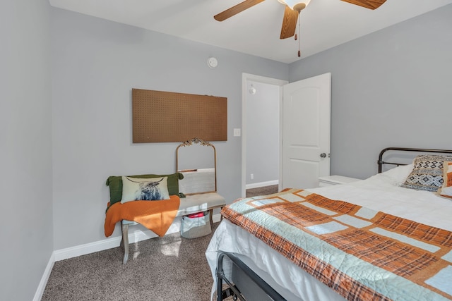 bedroom featuring carpet flooring and ceiling fan