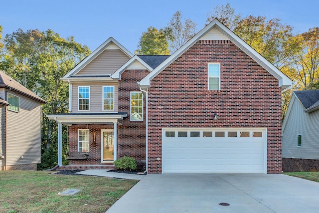 view of front property with a garage