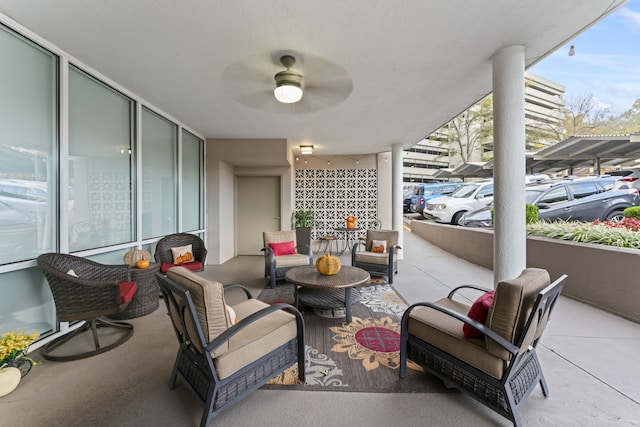 view of patio / terrace featuring outdoor lounge area and ceiling fan