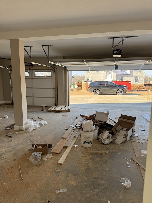 garage with a garage door opener