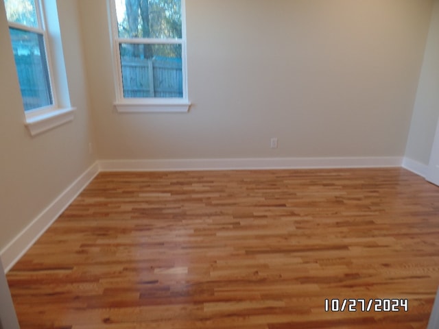 spare room with light hardwood / wood-style flooring and a healthy amount of sunlight