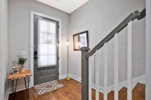 foyer with wood-type flooring