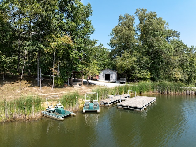 dock area featuring a water view