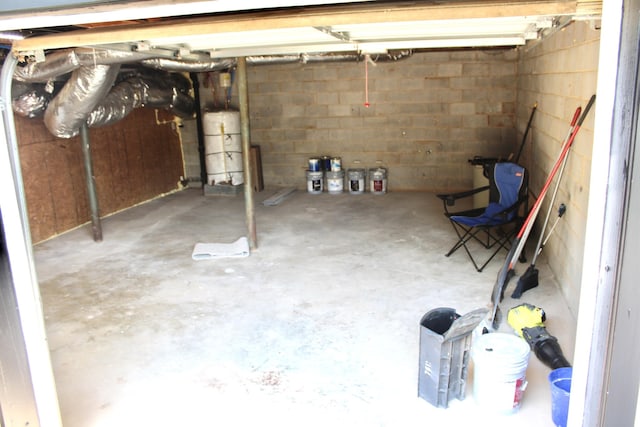 basement with water heater