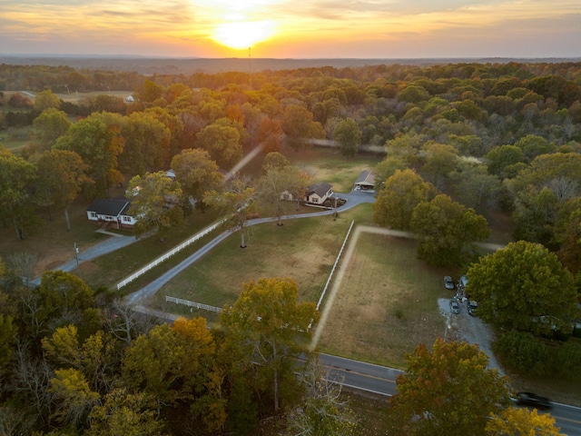 view of aerial view at dusk