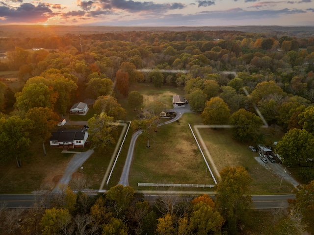 view of aerial view at dusk