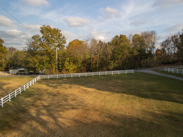 view of yard featuring a rural view