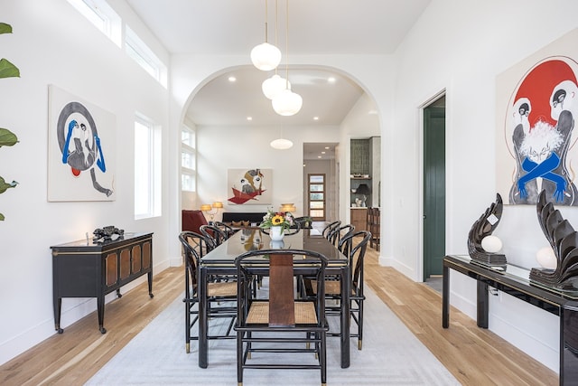 dining space featuring light hardwood / wood-style floors