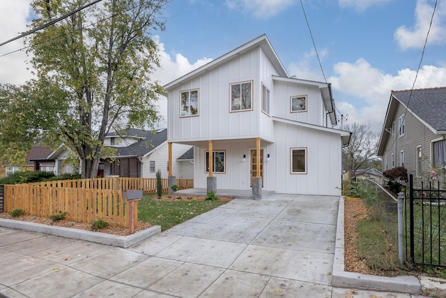 view of modern inspired farmhouse