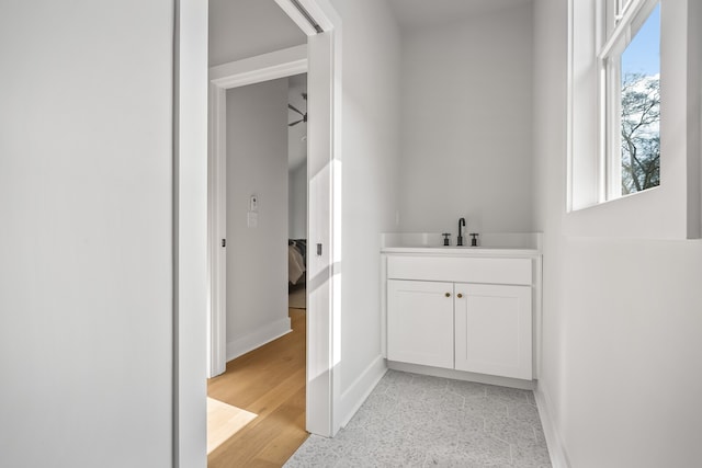 bathroom with sink and wood-type flooring