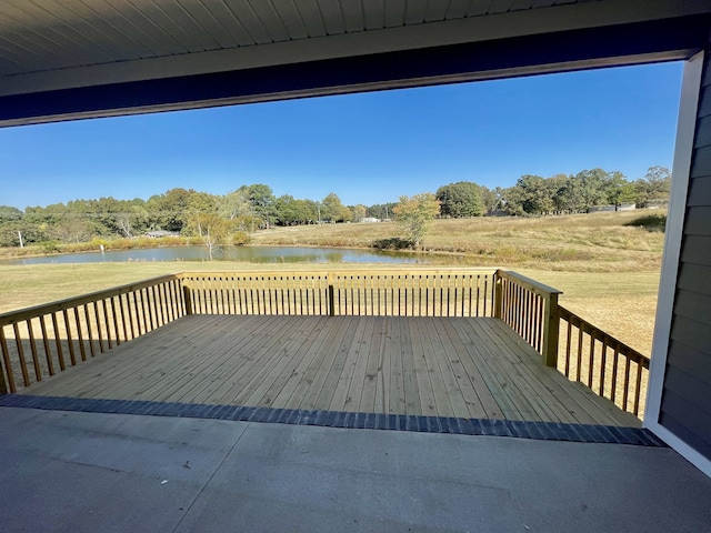 deck with a water view