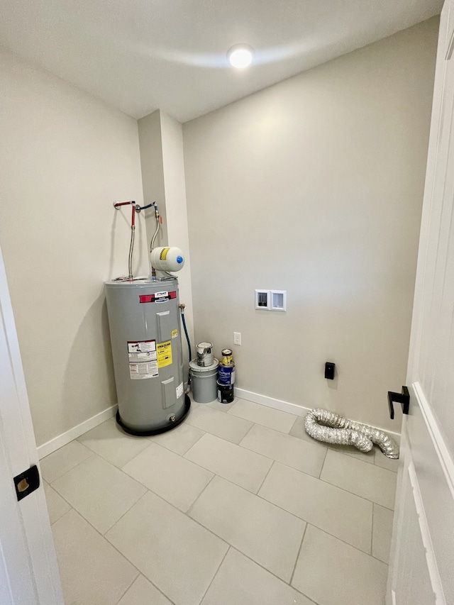 utility room featuring water heater