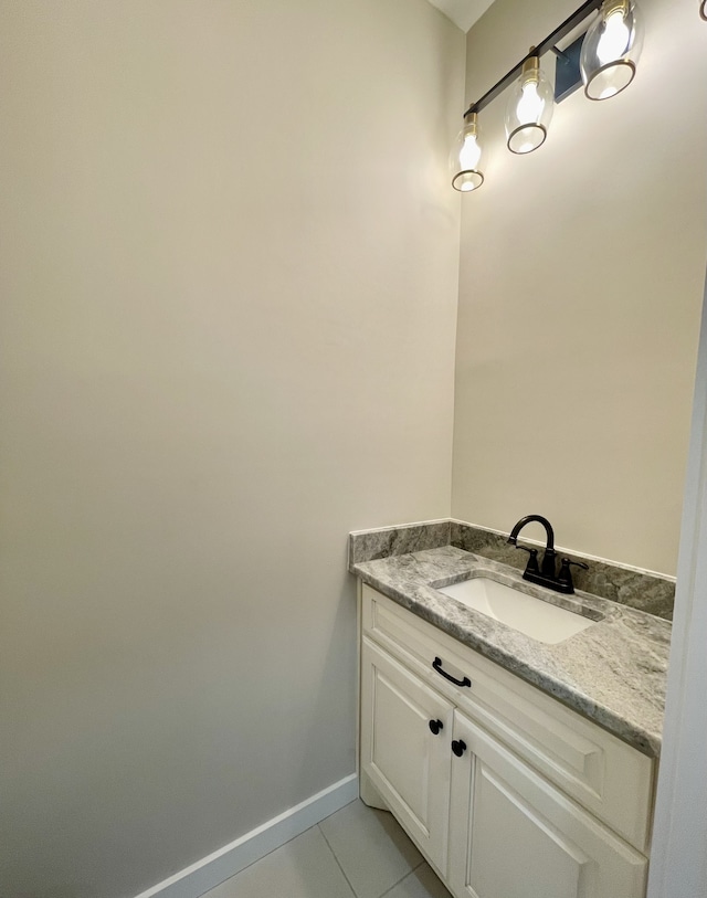 bathroom with vanity and tile patterned floors