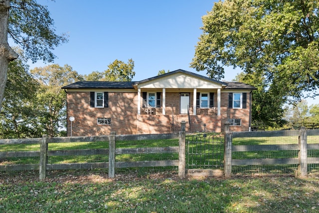 view of front facade featuring covered porch