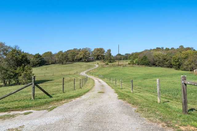 view of street featuring a rural view