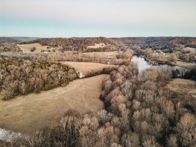 birds eye view of property with a rural view and a water view