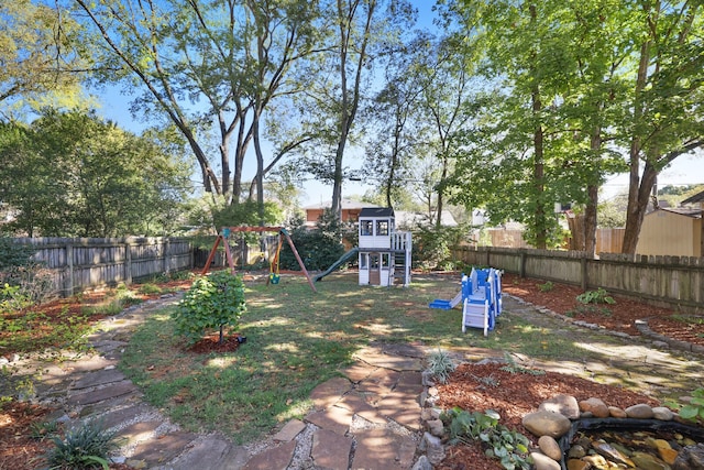 view of yard featuring a playground