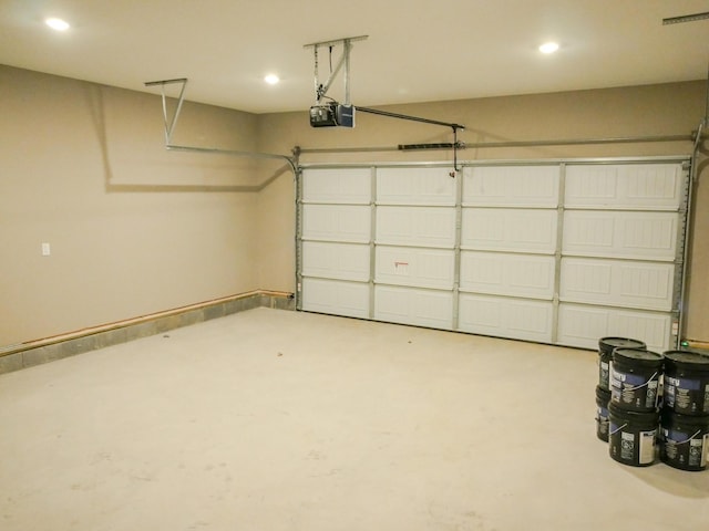 garage with a garage door opener