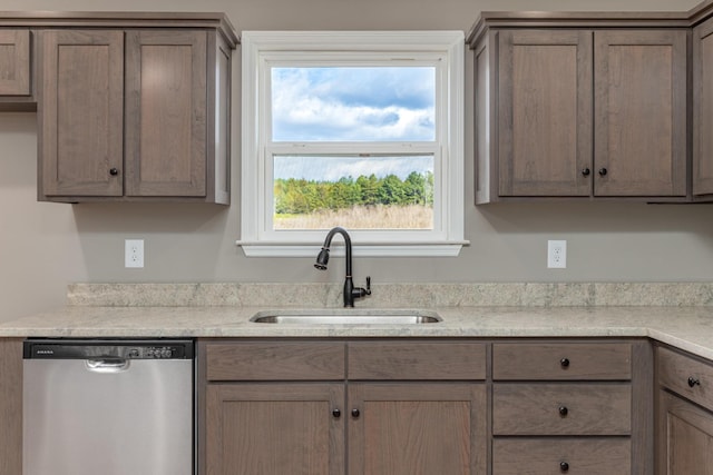 kitchen with stainless steel dishwasher and sink