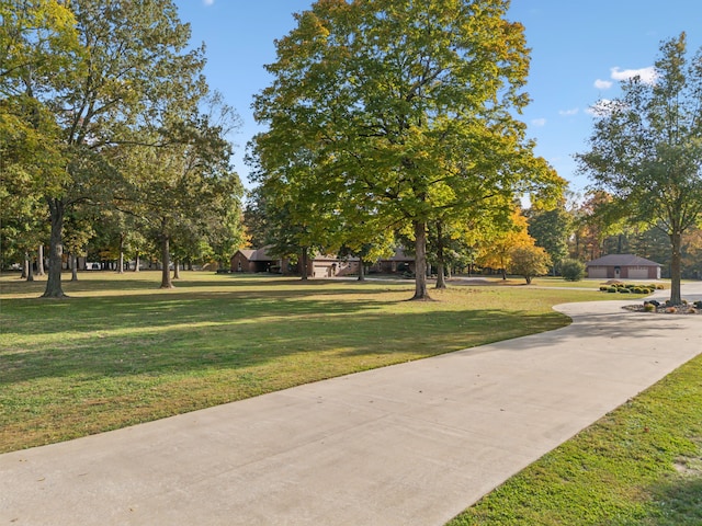 view of property's community featuring a yard