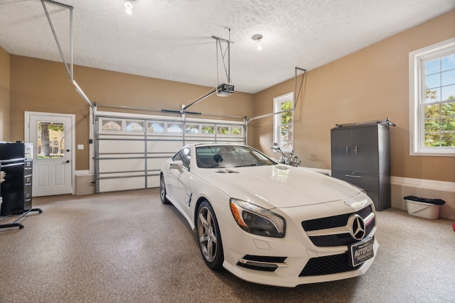 garage with a garage door opener