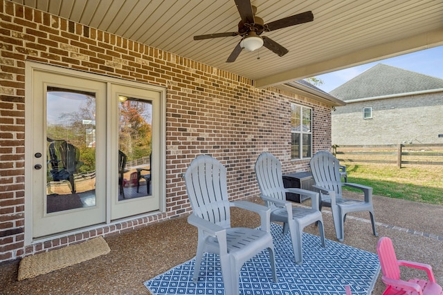 view of patio / terrace with ceiling fan