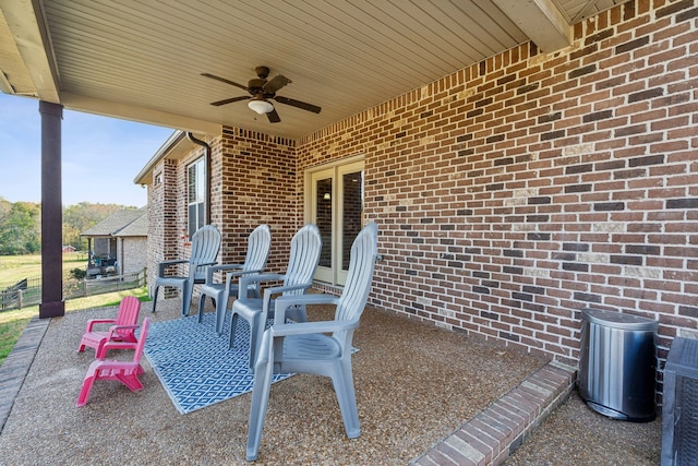 view of patio / terrace featuring ceiling fan