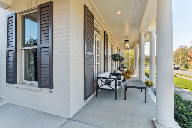 view of patio featuring covered porch