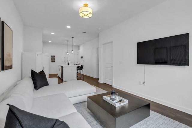 living room with light wood-type flooring