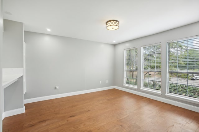 spare room featuring wood-type flooring