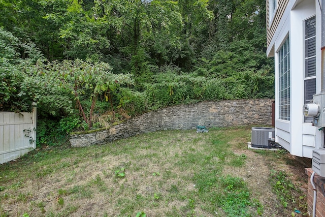 view of yard with central air condition unit