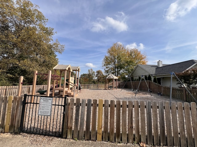 view of yard featuring a playground