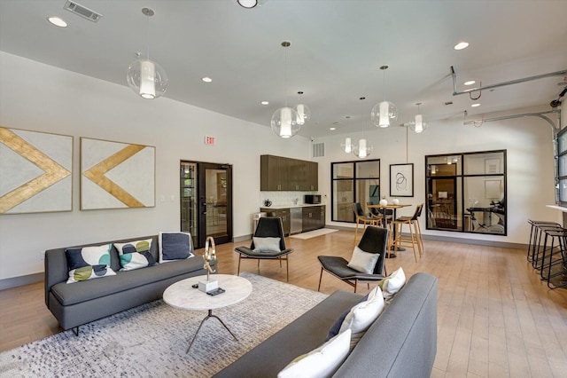 living room featuring light hardwood / wood-style floors