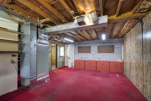 basement with heating unit