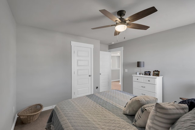 bedroom with carpet floors and ceiling fan