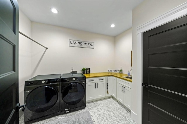 1878 Ferry Hill Rd, Dandridge, TN 37725 - washroom with separate washer and dryer, cabinet space, and recessed lighting