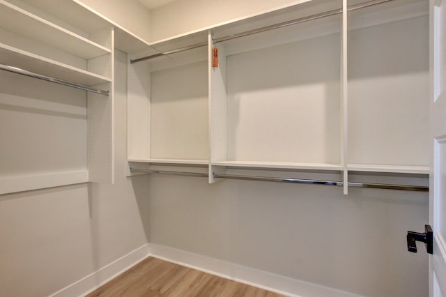 walk in closet with light wood-type flooring