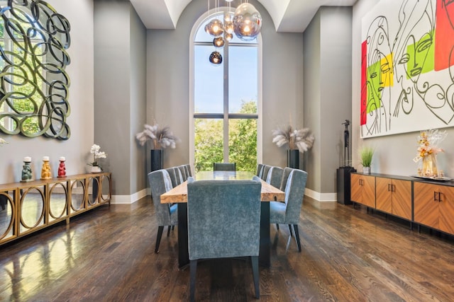 31 Annandale, Nashville, TN 37215 - dining room featuring dark wood finished floors, a chandelier, and baseboards