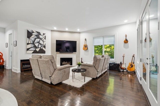 31 Annandale, Nashville, TN 37215 - living area featuring wood finished floors, a fireplace, recessed lighting, french doors, and baseboards
