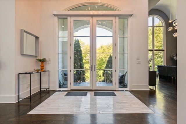31 Annandale, Nashville, TN 37215 - entryway with french doors, baseboards, and dark wood-style flooring