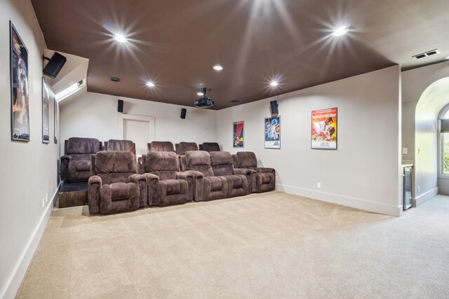 31 Annandale, Nashville, TN 37215 - carpeted cinema with recessed lighting, baseboards, and arched walkways