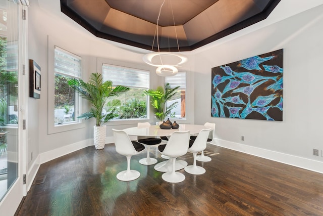 31 Annandale, Nashville, TN 37215 - dining room with dark wood-style flooring, baseboards, and a raised ceiling
