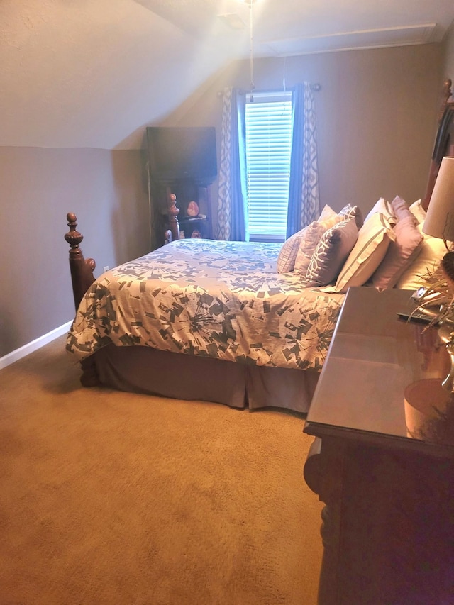 47 Hickory Ln, Sugar Tree, TN 38380 - carpeted bedroom featuring vaulted ceiling