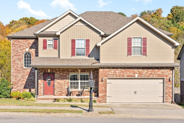 view of front of house with a garage