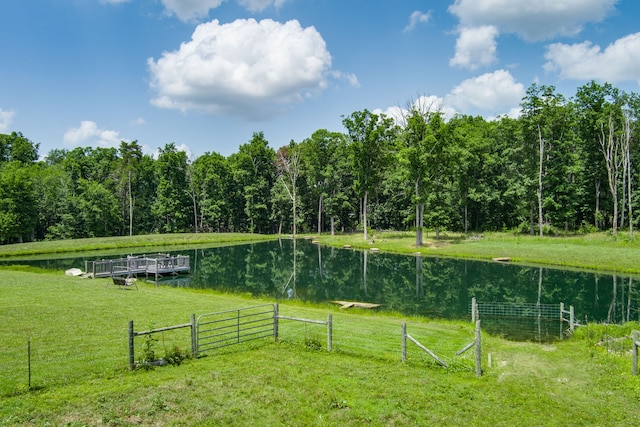 view of yard with a water view